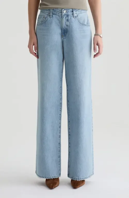 AG Adria Low Rise Baggy Wide Leg Jeans in Soft Focus — Women Summer silver Pants