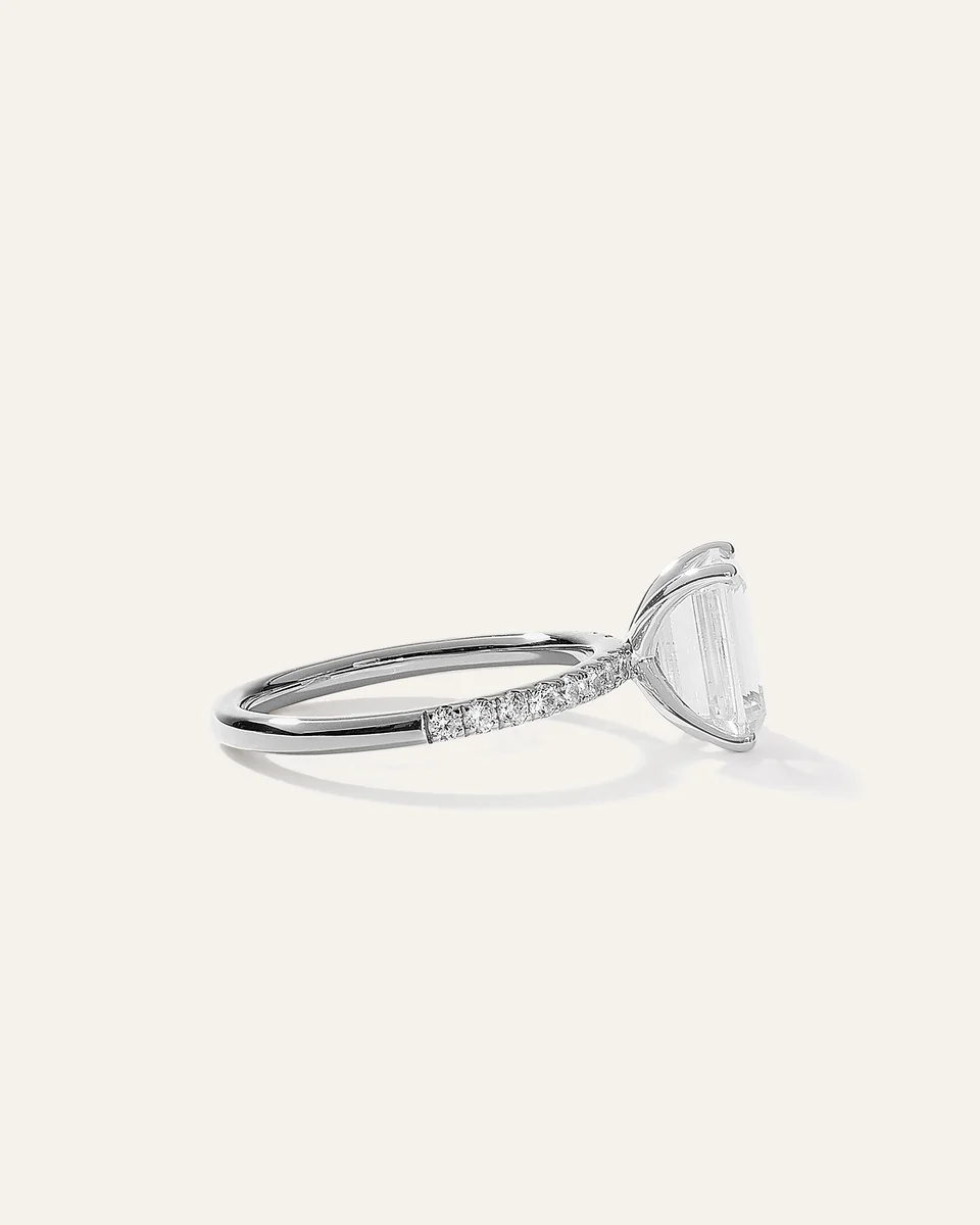 Quince Quince Women's Lab Grown Diamond Emerald Petite Pave Engagement Ring 3ct in Platinum — Women Summer white Accessories