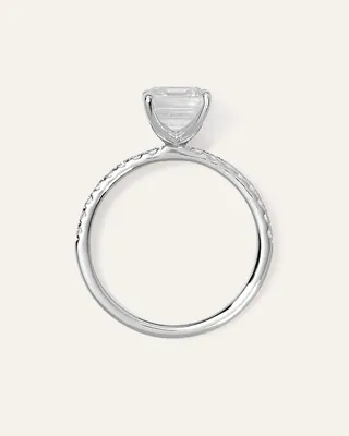 Quince Quince Women's Lab Grown Diamond Emerald Petite Pave Engagement Ring 3ct in Platinum — Women Summer white Accessories