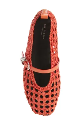 rag & bone rag & bone Spire Woven Mary Jane Flat in Firey Red — Women Autumn coral Shoes