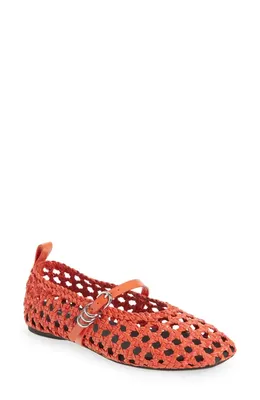 rag & bone rag & bone Spire Woven Mary Jane Flat in Firey Red — Women Autumn coral Shoes