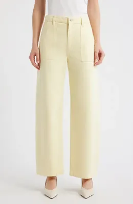 FRAME FRAME The Bow High Waist Wide Leg Utility Jeans in Lemon — Women Spring ivory Pants