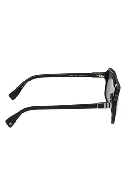 rag & bone rag & bone 56mm Navigator Sunglasses in Milky Classic Tort /Blue in Shiny Black/Smoke Lenses — Unisex Winter black Accessories
