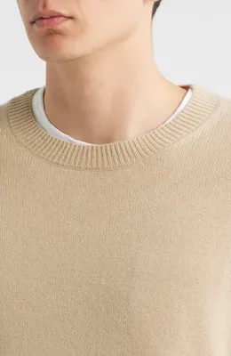 FRAME FRAME Lightweight Cashmere Crewneck Sweater in Summer Beige — Men Autumn beige Tops