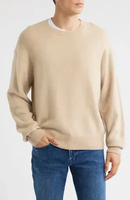 FRAME FRAME Lightweight Cashmere Crewneck Sweater in Summer Beige — Men Autumn beige Tops