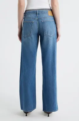 rag & bone rag & bone Featherweight Saige Boxer Relaxed Straight Leg Jeans in Miler Stripe — Women Summer blue Pants