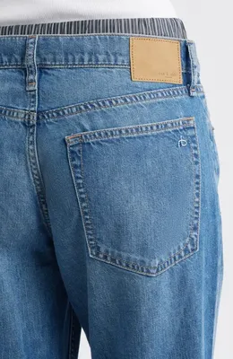 rag & bone rag & bone Featherweight Saige Boxer Relaxed Straight Leg Jeans in Miler Stripe — Women Summer blue Pants