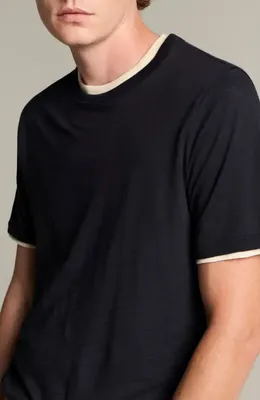 Vince Vince Fine Slub Layered Look Pima Cotton T-Shirt in Coastal/Smock White — Men Winter black T-Shirts & Tees