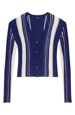 Theory Theory Berk Rib Cardigan in Navy Multi — Women Winter navy Tops