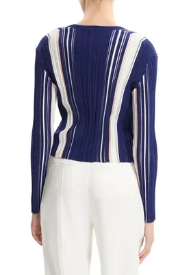 Theory Theory Berk Rib Cardigan in Navy Multi — Women Winter navy Tops