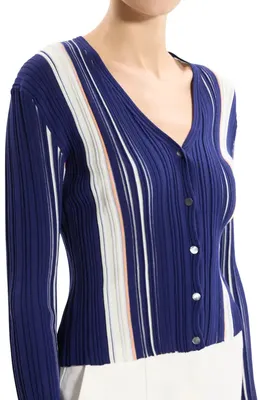 Theory Theory Berk Rib Cardigan in Navy Multi — Women Winter navy Tops