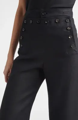 Bode Bode Linen Sailor Trousers in Black — Women Winter black Pants
