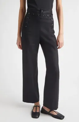 Bode Bode Linen Sailor Trousers in Black — Women Winter black Pants