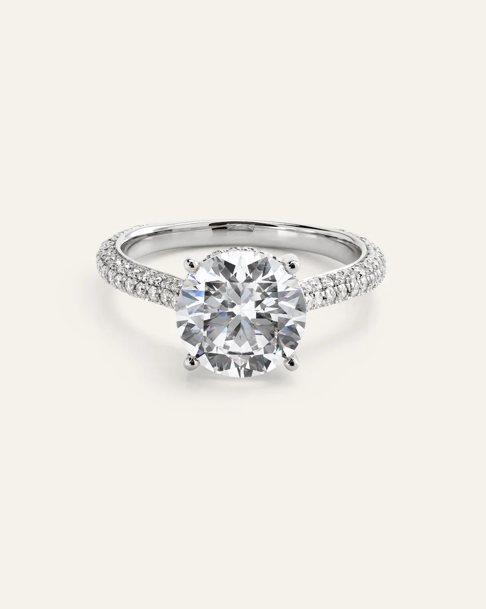 Quince Quince | Women's Lab Grown Diamond Round Pave Cathedral Engagement Ring 3ctw in Platinum — Women Summer white Accessories