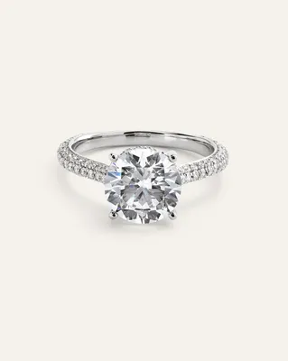 Quince Quince | Women's Lab Grown Diamond Round Pave Cathedral Engagement Ring 3ctw in Platinum — Women Summer white Accessories