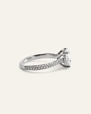 Quince Quince | Women's Lab Grown Diamond Round Pave Cathedral Engagement Ring 3ctw in Platinum — Women Summer white Accessories