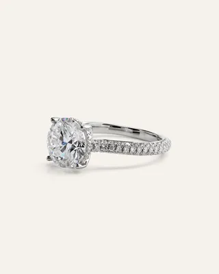 Quince Quince | Women's Lab Grown Diamond Round Pave Cathedral Engagement Ring 3ctw in Platinum — Women Summer white Accessories