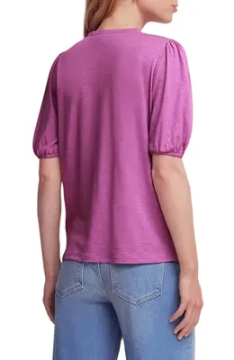 Boden Boden Mya Smocked Short Sleeve Button-Up Shirt in Mulberry — Women Spring grey Tops