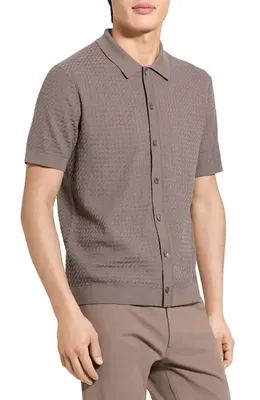 Theory Theory Cairn in Cotton Short Sleeve Shirt in Morel — Men Autumn grey Tops