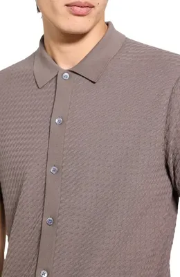 Theory Theory Cairn in Cotton Short Sleeve Shirt in Morel — Men Autumn grey Tops