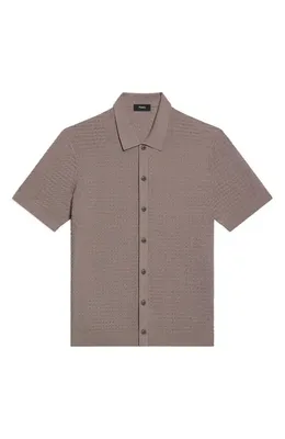 Theory Theory Cairn in Cotton Short Sleeve Shirt in Morel — Men Autumn grey Tops