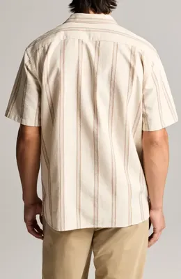 Vince Vince Cove Stripe Cotton & Hemp Cabana Shirt in Midland/smock White — Men Spring ivory Tops
