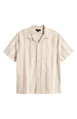 Vince Vince Cove Stripe Cotton & Hemp Cabana Shirt in Midland/smock White — Men Spring ivory Tops