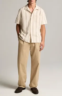 Vince Vince Cove Stripe Cotton & Hemp Cabana Shirt in Midland/smock White — Men Spring ivory Tops