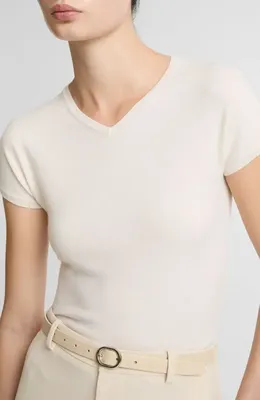 Vince Vince Short Sleeve Wool Blend Sweater in Off White — Women Winter white Sweaters & Knits