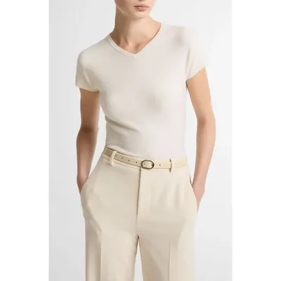 Vince Vince Short Sleeve Wool Blend Sweater in Off White — Women Winter white Sweaters & Knits