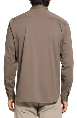 Theory Theory Sylvain ND Structure Knit Button-Up Shirt in Morel - 2My — Men Autumn grey Tops