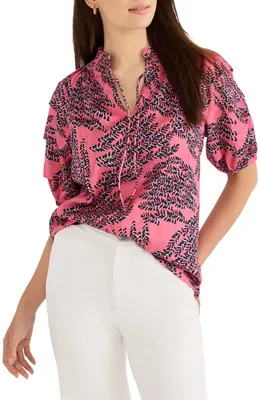 NIC+ZOE NIC+ZOE Blush of Spring Peasant Top in Pink Multi — Women Spring red Tops