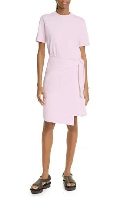 Vince Vince Side Tie Cotton T-Shirt Dress in Rosewater — Women Spring white Dresses