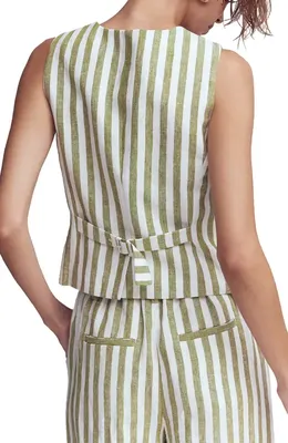 Boden Boden Stripe Linen Vest in Mayfly Stripe — Women Autumn khaki Tops