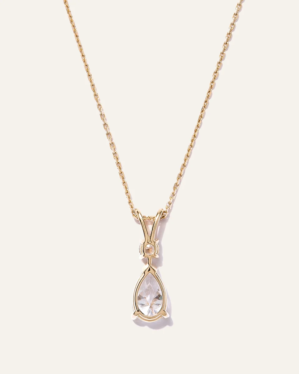 Quince Quince | Women's 14K Gold Lab Grown Diamond Round & Pear Drop Necklace in Yellow Gold — Women Autumn gold Jewelry