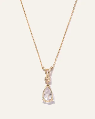 Quince Quince | Women's 14K Gold Lab Grown Diamond Round & Pear Drop Necklace in Yellow Gold — Women Autumn gold Jewelry