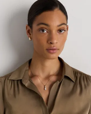 Quince Quince | Women's 14K Gold Lab Grown Diamond Round & Pear Drop Necklace in Yellow Gold — Women Autumn gold Jewelry