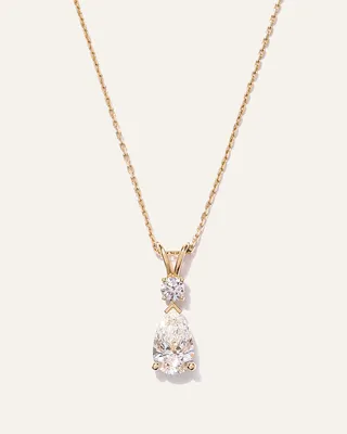 Quince Quince | Women's 14K Gold Lab Grown Diamond Round & Pear Drop Necklace in Yellow Gold — Women Autumn gold Jewelry