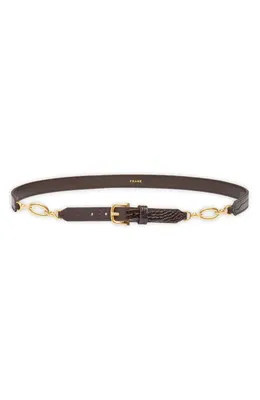 FRAME FRAME Croc Embossed Leather Belt in Espresso Croc — Women Autumn chocolate Accessories