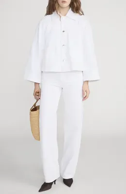 FRAME FRAME The Denim Swing Jacket in Au Natural Clean — Women Winter white Outerwear