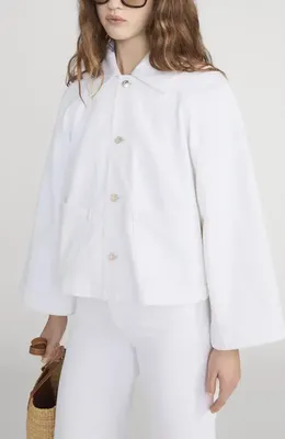 FRAME FRAME The Denim Swing Jacket in Au Natural Clean — Women Winter white Outerwear