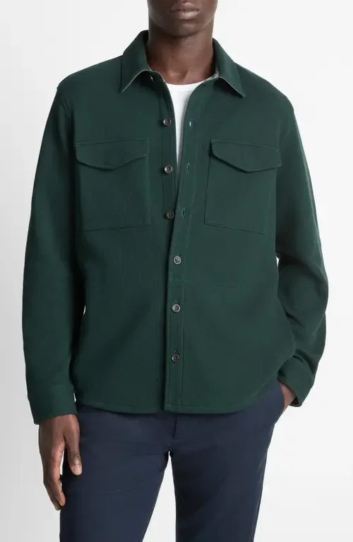 Vince Vince Cotton Blend Shirt Jacket in Dark Maze/med Heather Grey — Men Summer teal Tops