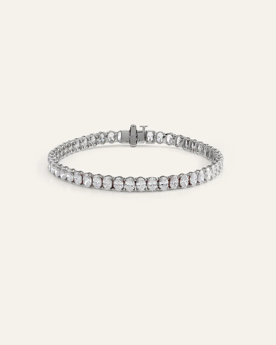 Quince Quince | Women's 14K Gold Lab Grown Diamond North-South Oval Tennis Bracelet 10ctw in White Gold — Women Summer white Accessories