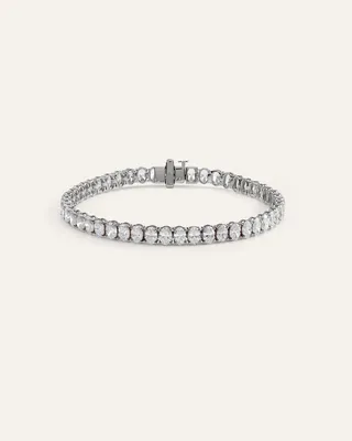 Quince Quince | Women's 14K Gold Lab Grown Diamond North-South Oval Tennis Bracelet 10ctw in White Gold — Women Summer white Accessories