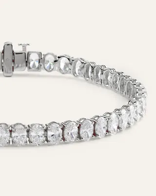Quince Quince | Women's 14K Gold Lab Grown Diamond North-South Oval Tennis Bracelet 10ctw in White Gold — Women Summer white Accessories