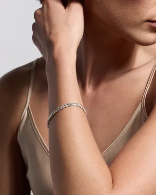 Quince Quince | Women's 14K Gold Lab Grown Diamond North-South Oval Tennis Bracelet 10ctw in White Gold — Women Summer white Accessories