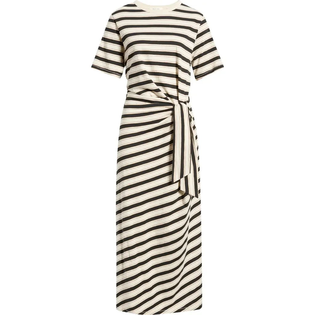 rag & bone rag & bone The Slub Stripe T-Shirt Maxi Dress in Cream Multi — Women Winter black Dresses