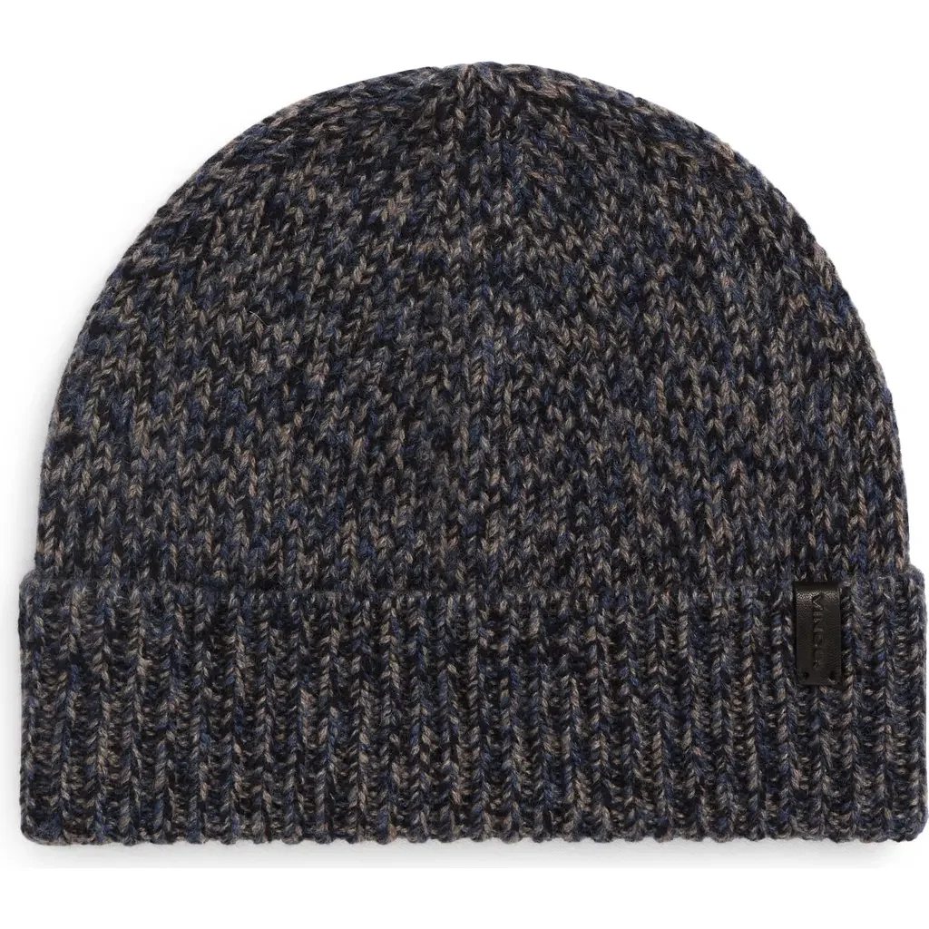 Vince Vince Brushed Marled Cashmere Cuffed Hat in Coastal Blue — Men Winter black Accessories