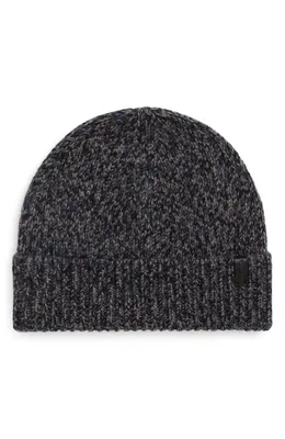 Vince Vince Brushed Marled Cashmere Cuffed Hat in Coastal Blue — Men Winter black Accessories