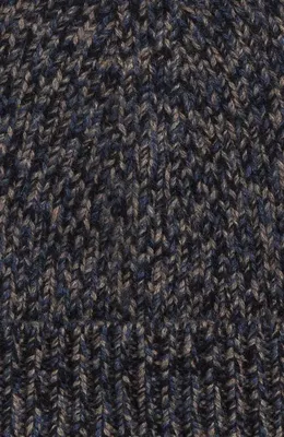 Vince Vince Brushed Marled Cashmere Cuffed Hat in Coastal Blue — Men Winter black Accessories